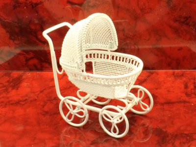 (image for) Miniature White Metal Basonette Baby Buggy