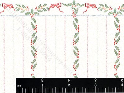 (image for) Holly Berry Stripe Miniature Wallpaper for Dollhouses