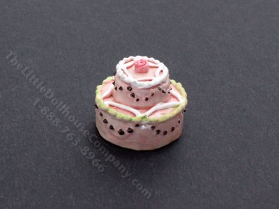 (image for) Miniature Tiered Pink Cake for Dollhouses