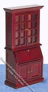 (image for) Miniature Mahogany Bookshelf Desk for Dollhouses