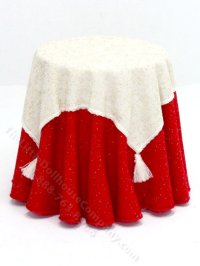 (image for) Miniature Round Table with Red Tablecloth by Designs by Janet