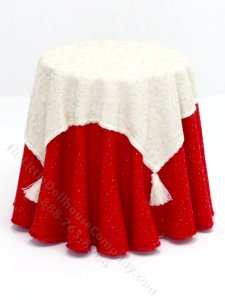(image for) Miniature Round Table with Red Tablecloth by Designs by Janet