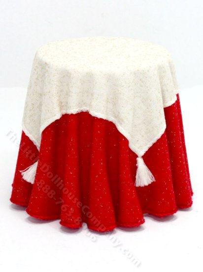 (image for) Miniature Round Table with Red Tablecloth by Designs by Janet