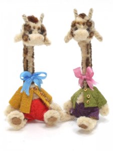 (image for) Miniature Dressed Sitting Toy Giraffe by Sue Wilkes.