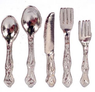 (image for) Miniature 5 Piece Silverware Set for Dollhouses