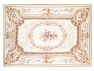 (image for) Miniature Medium 'Sadie' Rug - Pink and Green with Wild Flowers