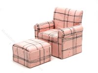 (image for) Miniature Sketch Plaid Armchair and Ottoman for Dollhouses