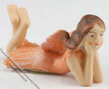 (image for) Miniature Fairy in Peach Dress Laying Down for Dollhouses