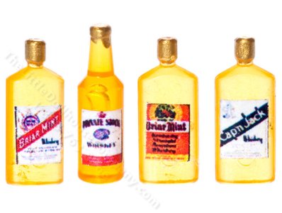 (image for) Miniature Set of Whiskey Bottles for Dollhouses (4pcs)