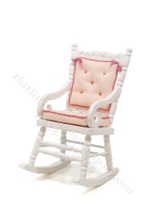 (image for) Miniature Rocking Chair with Cushions by Janet for Dollhouses