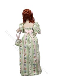 (image for) Miniature Handcrafted Regency Woman in Green Striped Dress