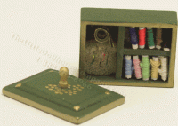 (image for) Miniature Sewing Box with Thread, Needles, and Measuring Tape