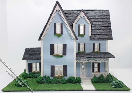 (image for) 1:48 Scale Victorian Dollhouse Kit Complete with Landscaping