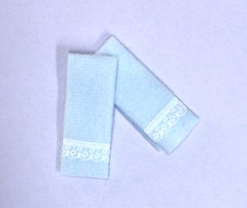(image for) Miniature Blue Lace Trim Towel Set For Dollhouses
