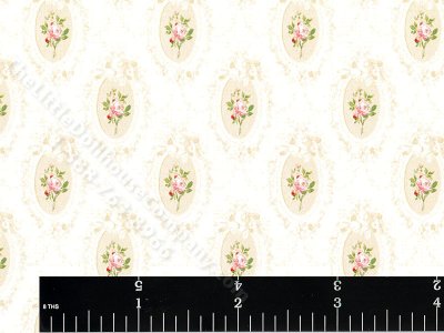 (image for) Beige Framed Floral Pattern Miniature Wallpaper for Dollhouses