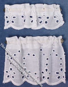 (image for) Miniature White Curtain Set for Dollhouses