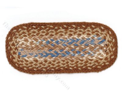 (image for) Miniature Oval Brown and Blue Braid Runner Rug for Dollhouses