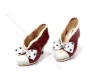 (image for) Miniature Red and White Leather Ladies Shoes by Judith Blondell for Dollhouses