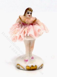 (image for) Miniature Irish Dresden Porcleain Ballerina - Pink