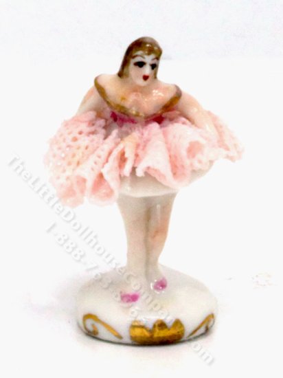 (image for) Miniature Irish Dresden Porcleain Ballerina - Pink