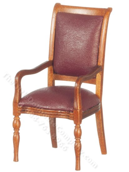 (image for) Miniature Leather and Walnut Armchair for Dollhouses