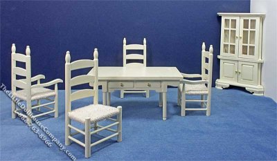(image for) Miniature Cream 6 Piece Dining Room Set for Dollhouses