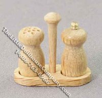 (image for) Miniature Salt and Pepper Set in Holder for Dollhouses