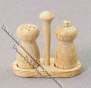 (image for) Miniature Salt and Pepper Set in Holder for Dollhouses