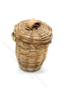 (image for) Handmade Miniature Woven Basket with Lid