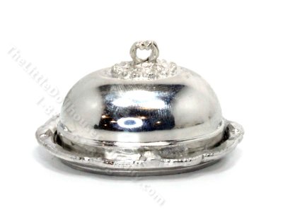 (image for) Miniature Silver Serving Tray and Cloche for Dollhouses