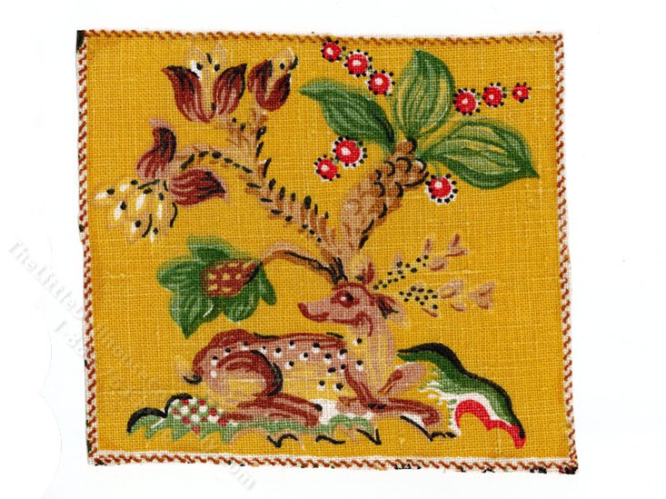 (image for) Miniature Yellow Deer Woven Tapestry for Dollhouses