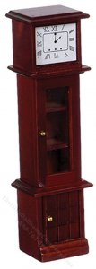 (image for) Miniature Mahogany Grandfather Clock with Storage for Dollhouses