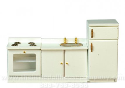 (image for) Dollhouse Miniature Modern Kitchen Set - White