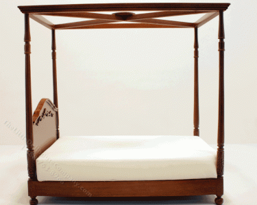 (image for) Miniature Walnut Double Sized Four-Poster Bed