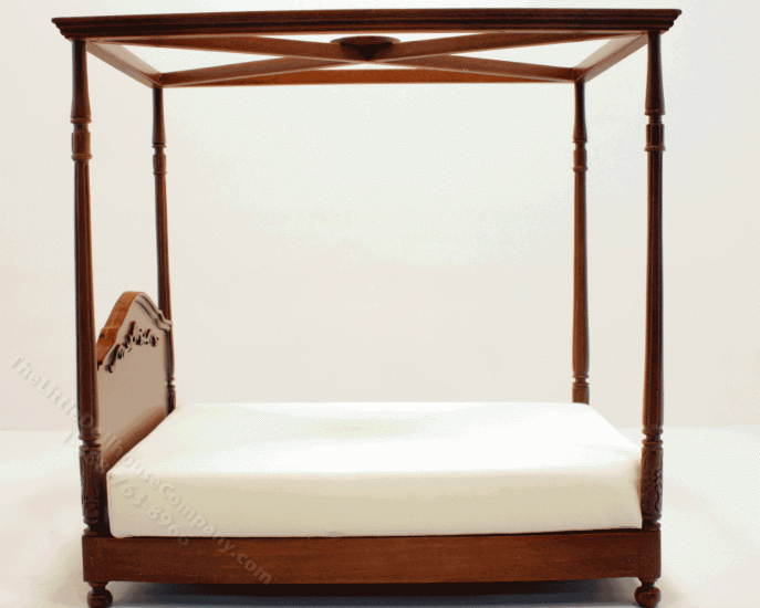 (image for) Miniature Walnut Double Sized Four-Poster Bed