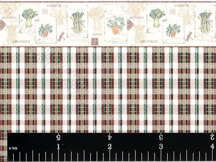 (image for) Green Plaid and Seed Packet Miniature Wallpaper for Dollhouses