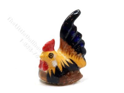 (image for) Miniature Porcelain Sitting Rooster for Dollhouses (1pc)