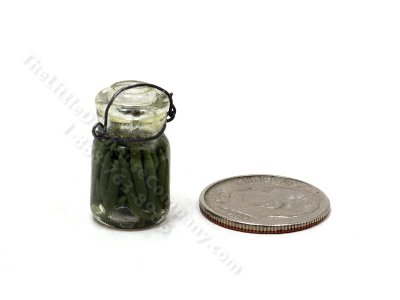 (image for) Miniature Glass Jar of Green Beans for Dollhouses