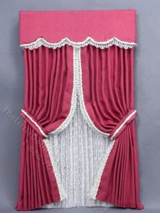 (image for) Miniature Red Drapes and Scalloped Valance for Dollhouses