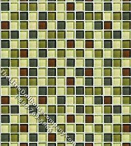 (image for) Green Mosaic Glass Tile Pattern Wallpaper for Dollhouses