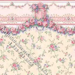 (image for) Pink Carmen Floral Pattern Miniature Wallpaper for Dollhouses