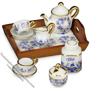 (image for) Miniature Afternoon Tea Time Tray Set for Dollhouses