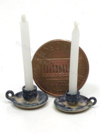 (image for) Miniature Pair of Stoneware Candle Holder by Jane Graber
