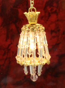 (image for) Dollhouse Scale Small Rose Beaded Chandelier