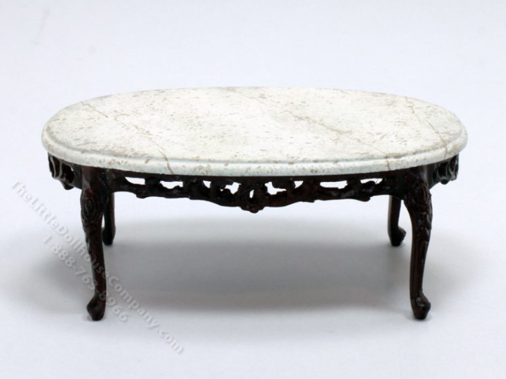 (image for) Miniature Bespaq Marble Top Mahogany Coffee Table for Dollhouses