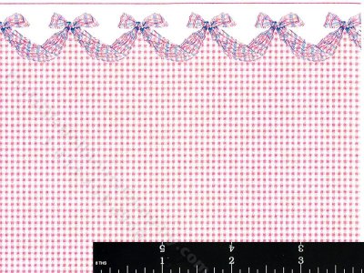 (image for) Pink Swag & Plaid Pattern Miniature Wallpaper for Dollhouses