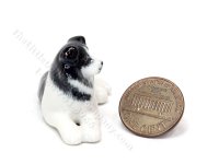(image for) Miniature Porcelain Border Collie Dog Figurine for Dollhouses