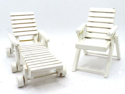 (image for) Miniature 2 Piece White Patio Set for Dollhouses