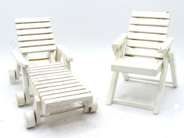 (image for) Miniature 2 Piece White Patio Set for Dollhouses