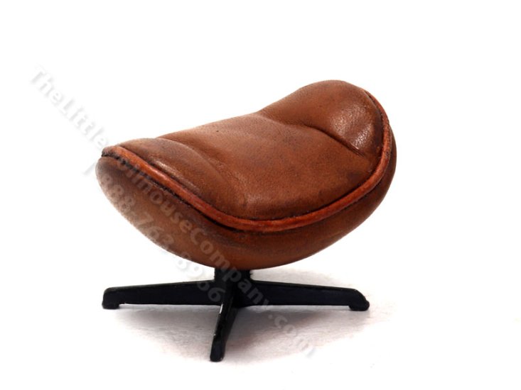 (image for) Miniature Egg Chair Footstool w/ Carmel Leather by PRD Miniatures